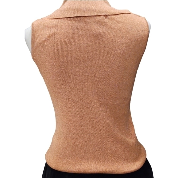Joseph A Vintage Rose gold cowl neck silk and metallic sweater top sz Small - Picture 9 of 10
